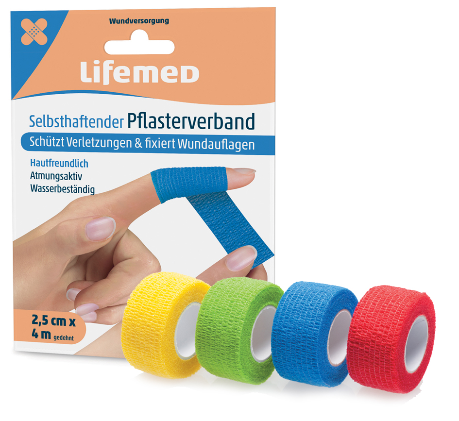 Lifemed Pflasterverband, selbsthaftend, farbig sortiert von lifemed