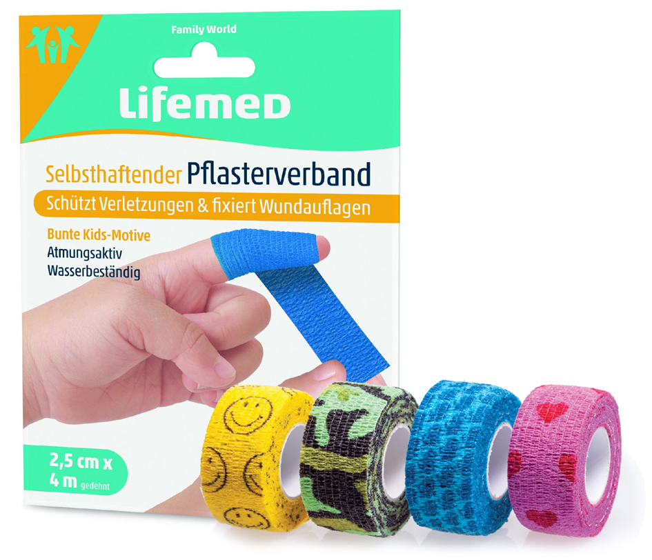 Lifemed Pflasterverband, selbsthaftend, farbig sortiert von lifemed