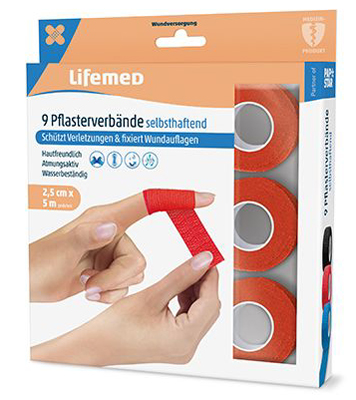 Lifemed Pflasterverband, selbsthaftend, rot, 9er von lifemed