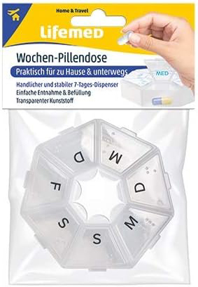 Lifemed Wochen-Pillendose, Kunststoff, transparent / blau von lifemed