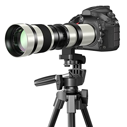 Lightdow 420-800mm f/8.3 Teleobjektiv, manuelles Zoomobjektiv mit T-Mount-Adapter, kompatibel mit Canon EOS EF-Mount Rebel SL2 SL1 T3 T3i T4i T5 T5i T6 4000D 2000D 7D 60D 70D 77D DSLR-Kameras von lightdow