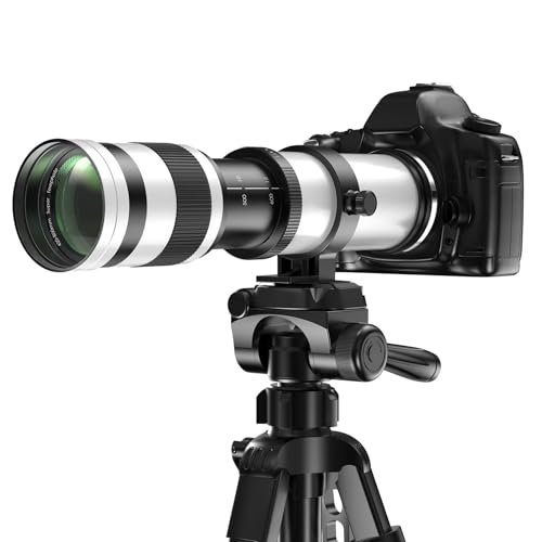 Lightdow EF 420-800mm F8.3 Manuelles Teleobjektiv für Canon EF EF-S Mount, Leichtes Lens, Full-Frame Objektiv für Cannon Canon EOS Rebel T7, T8i, T7i, T6, T6i, SL2, 6D, 5D, 2000D, 850D, 800D weiß von lightdow