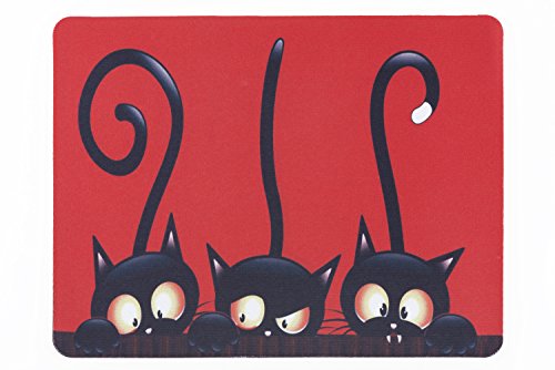 lillybox Praktisches Mousepad, 3 niedliche Katzen, Schwarze Katzen, für Büro und Arbeitsplatz. In Schwarz, Rot und Weiß. von lillybox