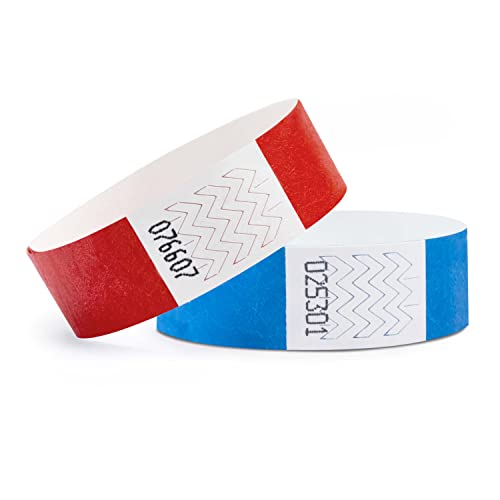 linie zwo ®, 1000 Stück Einlassbänder Tyvek ® 19 x 254 mm, Rot (500 Stück) + Blau (500 Stück) von linie zwo