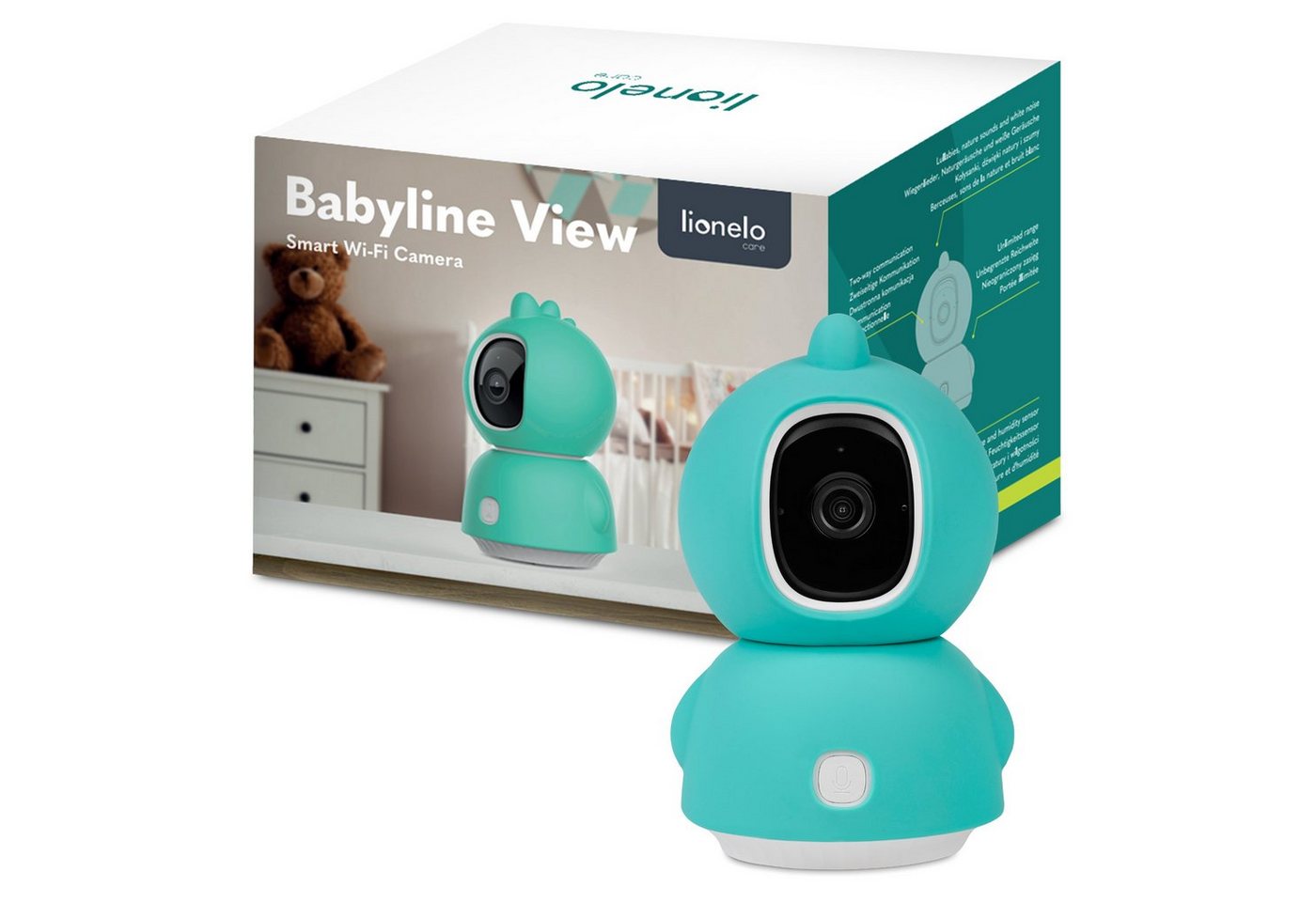 lionelo Video-Babyphone BABYLINE VIEW, Set, Set, Drehbare Kamera mit Smartphone-Ansicht/Bewegungserkennung von lionelo