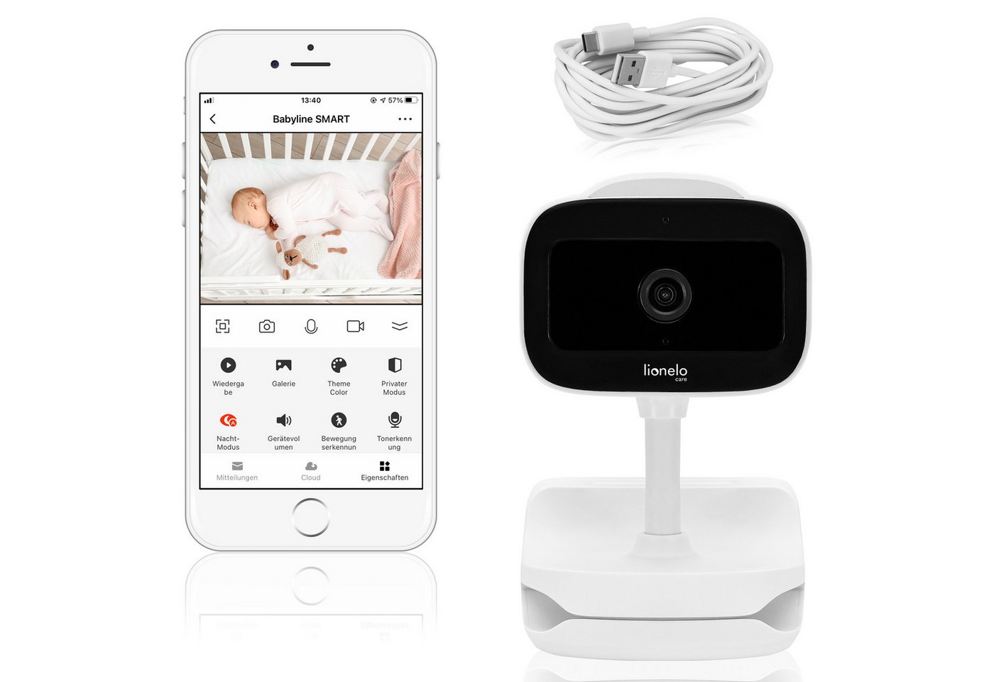 lionelo Video-Babyphone BabyLine Go, Set, Set, 3350mAh/Benachrichtigung/Nachtsicht/Zoom/App/Kabellos lionelo Video-Babyphone BabyLine Go, Set, Set, 3350mAh/Benachrichtigung/Nachtsicht/Zoom/App/Kabellos von lionelo