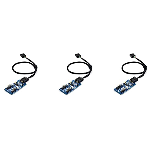 liovitor 9-poliger USB-Header Stecker 1 auf 2/4 Buchse, Verlängerungskabel, Karte, Desktop, 9-poliger USB-Hub, USB 2.0, 9-poliger Anschluss-Adapter, 30 cm, 3 Stück von liovitor