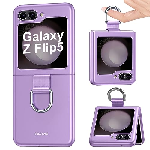 Hülle Für Samsung Galaxy Z Flip 5 Mit Ring, Ultra Dünne Hart PC Z Flip 5 Hülle Mit Ring Ständer, Unterstützt Wireless Charging Handyhülle Stoßfeste Schutzhülle Für Galaxy Z Flip 5 5g 2023 von lisade