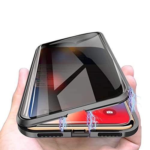 lisade Privacy Magnetic Case for iPhone 11, Anti Peeping Clear Double Sided Tempered Glass [Magnet Absorption Metal Bumper Frame] Thin 360 Full Protective Phone Case for iPhone 11 6.1'' Black von lisade