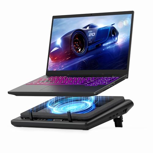 llano 2024 Gaming Laptop Kühler Kühlpad- mit stufenloser Geschwindigkeit 14cm Extra-groß Leistungsstarker Turbo-Lüfter & Dichtungsschaum schnelle Kühlung 15-19 Zoll Notebook 3-Port-USB-Hub Kein RGB von llano