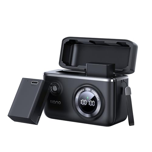 llano 2er-Pack EN-EL25 1350 mAh Akku mit USB-C, Superschnelles Doppel-Akkuladegerät, Kompatibel mit Nikon Z30 Z50 ZFC-Kamera, Intelligente Digitalanzeige, Magnetische Schnappabdeckung von llano