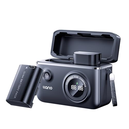 llano 2er-Pack LP-E6NH Wiederaufladbare Akkus (USB-C) und Doppel-Akkuladegerät für Canon EOS R7 R5 R6 R6 II R, 5DIV, 6DII, 7DII, 80D, 90D,Smart Digital Display, magnetische Schnappabdeckung–Schwarz von llano
