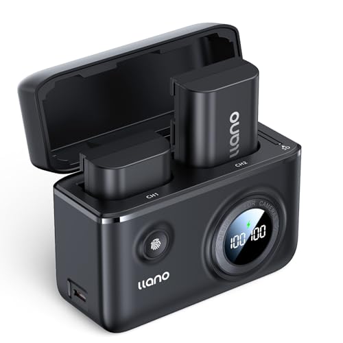 llano LP-E6NH LP-E6P 18 W schnelles Dual-Akkuladegerät-Set für Canon EOS R, R5, R6 Mark II, 5D 6D 7D Mark II III IV, 5Ds, 60D, 70D, 80D, 90D, 2er-Pack 2400 mAh Akkus, intelligente Digitalanzeige von llano