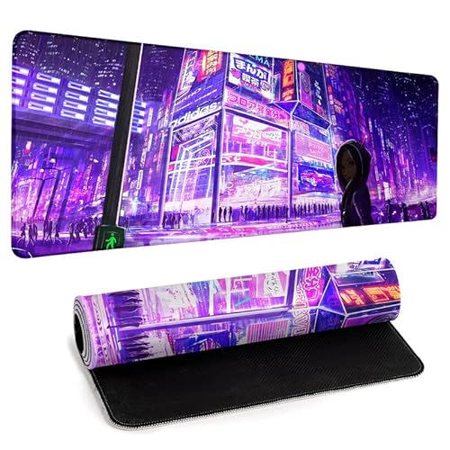 Anime Großes Gaming-Mauspad, japanische Nachtstraße, niedliches Schreibtischunterlage für Computer, Tastaturmatte mit genähtem Rand, rutschfeste Gummiunterseite, Schreibtischschutz, wasserdichtes Anime Großes Gaming-Mauspad, japanische Nachtstraße, niedliches Schreibtischunterlage für Computer, Tastaturmatte mit genähtem Rand, rutschfeste Gummiunterseite, Schreibtischschutz, wasserdichtes von llzdeuan