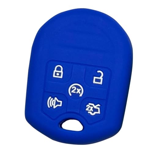 Silikon-Schlüsselanhänger-Abdeckung, Funkschlüsselschutz, passend für Ford Expedition Flex Taurus 2013, 2014, 2015, 2016, 2017, 2018, 2019, 5 Tasten, Schlüsselanhänger-Abdeckung für CWTWB1U793 (blau) Silikon-Schlüsselanhänger-Abdeckung, Funkschlüsselschutz, passend für Ford Expedition Flex Taurus 2013, 2014, 2015, 2016, 2017, 2018, 2019, 5 Tasten, Schlüsselanhänger-Abdeckung für CWTWB1U793 (blau) von loopki