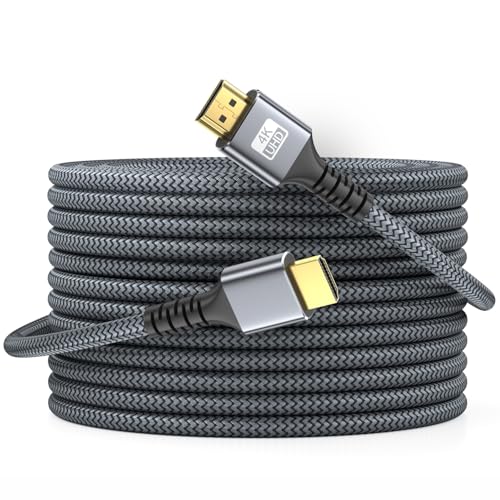 looyotul 4k Hdmi Kabel 20m Ultra High Speed HDMI 2.0 Kabel 4K@60HZ 3D ARC Gold Plated Connector Ethernet Audio Video Return HDMI Kabel für UHD TV Monitor Laptop Xbox PS4/PS5 ect.(Silber) von looyotul
