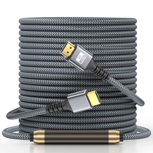 looyotul 4k Hdmi Kabel 25m Ultra High Speed HDMI 2.0 Kabel 4K@60HZ 3D ARC Gold Plated Connector Ethernet Audio Video Return HDMI Kabel für UHD TV Monitor Laptop Xbox PS4/PS5 ect.(Silber) von looyotul