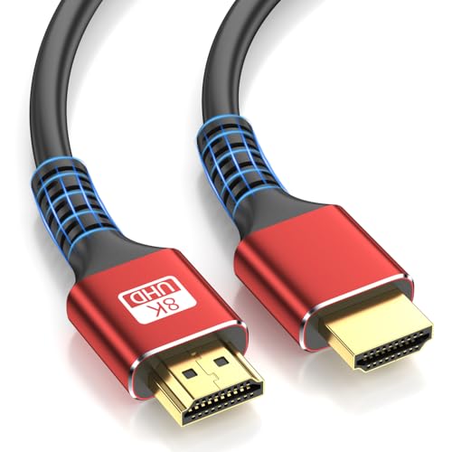looyotul 8K Hdmi Kabel 0.5m Ultra High Speed HDMI 2.1 Kabel 4K@120Hz 8K@60Hz 48gbps Gold überzogener Stecker 3D eARC Ethernet HDMI Kabel für HDTV Monitor Laptop Roku TV Xbox PS4/PS5 (rot) von looyotul