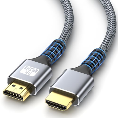 looyotul 8k Hdmi Kabel 2m Ultra High Speed HDMI 2.1 Kabel 8K@60HZ 4K@120HZ 48Gbps HDMI Kabel für HDTV,PS4,PS5,Monitor Laptop,Xbox,HDCP 2.2&2.3 Unterstützung HDR,eARC,Ethernet,Dolby. (Silber) von looyotul