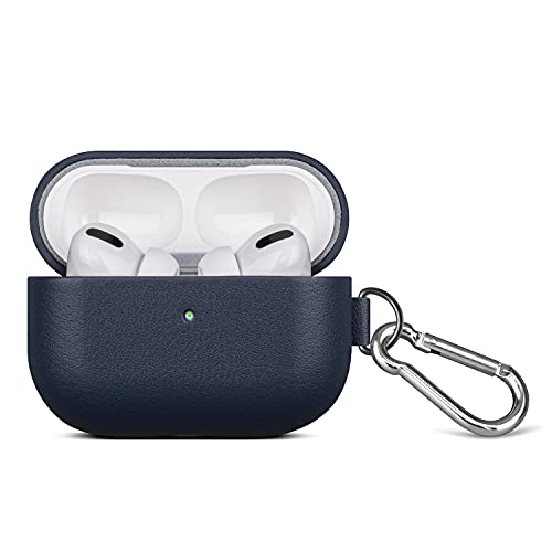 Lopie Lederhülle mit Schlüsselanhänger für AirPods Pro, Tragbare Echtleder AirPods Pro Case Cover, Hard Case Kompatibel mit Apple AirPods Pro Wireless Charging Case - Blau von lopie