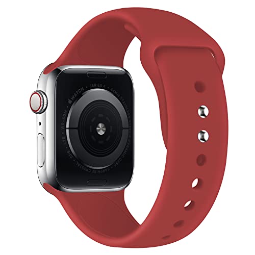 lopolike Kompatibel mit Apple Watch Band 38/40/41 mm für Damen/Herren, weiches Silikon-Armband, Ersatzarmband für iWatch Series 8 SE 7 6 5 4 3 2 1, Red von lopolike