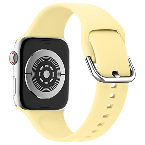 lopolike Kompatibel mit Apple Watch Band 42/44/45mm für Damen/Herren, weiches Silikon-Sportarmband für iWatch Ultra Series 8 7 6 5 4 3 2 1 SE,Yellow von lopolike