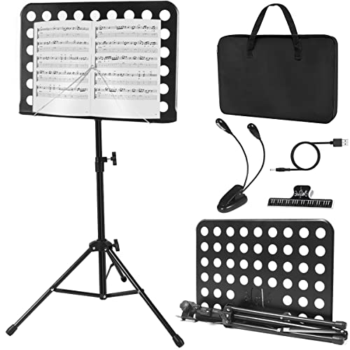 lotmusic Notenständer, Tragbarer Notenständer, Faltbarer und Höhenverstellbarer Notenständer mit Tasche, Notenklammer Notenständer, Licht, Geeignet zum Spielen von Musikinstrumenten und Reisen lotmusic Notenständer, Tragbarer Notenständer, Faltbarer und Höhenverstellbarer Notenständer mit Tasche, Notenklammer Notenständer, Licht, Geeignet zum Spielen von Musikinstrumenten und Reisen von lotmusic