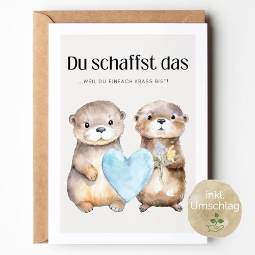 loulala® Otter Geburtstagskarte (Du schaffst das (blaues Herz)) von loulala