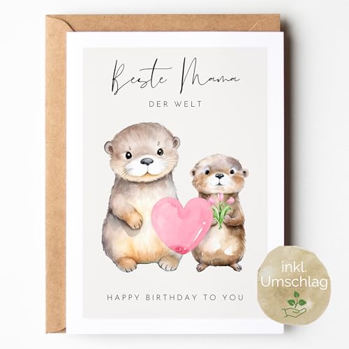 loulala® Otter Geburtstagskarte (Happy Birthday Mama) von loulala