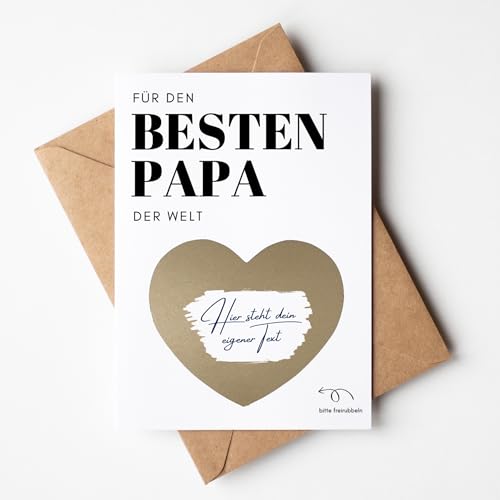 loulala® Rubbelkarten zum selber beschriften I Geschenk Papa | Vatertag I Personalisierte Überraschungskarte I Geburtstagskarte I Gutschein inkl. Briefumschlag (retro bold - 1x Papa) von loulala