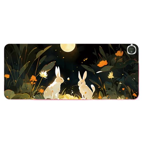 lucaeuden Bunny Glow Mauspad, niedliches Hasen-Design, LED-Schreibtischunterlage (mehrere Farben, 125 Stück) von lucaeuden