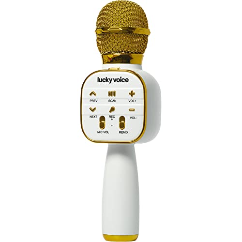 Lucky Voice Drahtloses Bluetooth-Karaoke-Mikrofon mit eingebautem Lautsprecher, goldfarben, tragbare Mini-Karaoke-Maschine für Erwachsene & Kinder – Echo & Sprachwechsler – 10.000 Songs freier Zugang von lucky voice