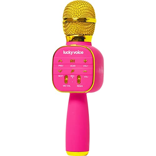 Lucky Voice Drahtloses Bluetooth-Karaoke-Mikrofon mit integriertem Lautsprecher, rosa, tragbare Mini-Karaoke-Maschine für Erwachsene & Kinder – Echo & Sprachwechsler – 10.000 Songs freier Zugang von lucky voice