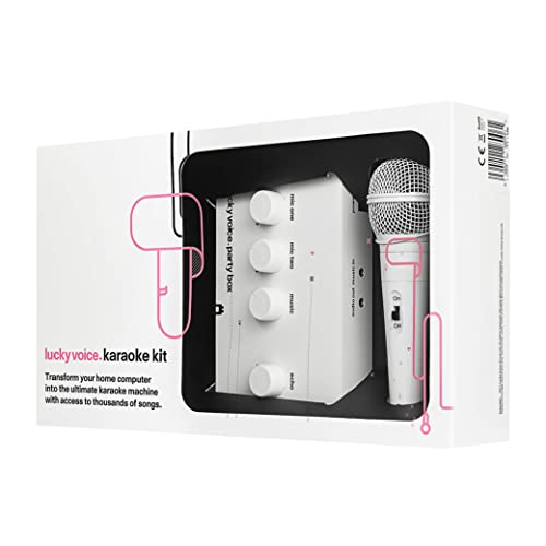 Lucky Voice Karaoke-Maschine – Karaoke-Set mit Mikrofon für Erwachsene, Kinder und die ganze Familie – für Mac, PC, iOS, Android, über 9.000 Songs - Weißes Mikrofon von lucky voice