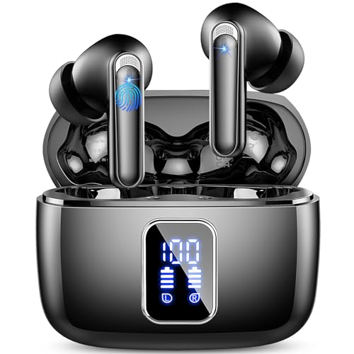 Bluetooth Kopfhörer, 2024 In Ear Kopfhörer Kabellos Bluetooth 5.3 mit 4 ENC Mic, Kabellose Kopfhörer Tiefer Bass 48Std Wireless Earbuds Noise Cancelling, IP7 Wasserdicht Ohrhörer LED-Anzeige USB-C von lukg