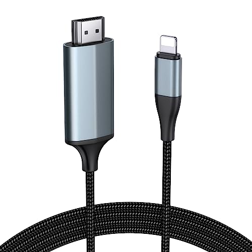 HDMI Kabel für iPhone, 1080P digitales AV Kabel für TV Projektor Monitor kompatibel mit iPhone 14 13 12 11 SE XS XR X 8 7 6s 6 5s 5c 5, iPad und iPod, Plug and Play grau 2.0 m von lulaven