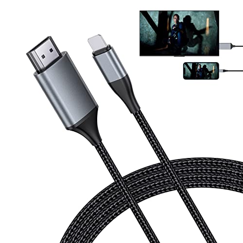 lulaven [4 m langes HDMI-Kabel für iPhone, HDMI Converter Kabel, Telefon/Pad/Pod to TV, HDMI Connection Cable, OS 11, 12, 13, 14, YouTube TV Output, High Definition HD1080P Grey von lulaven