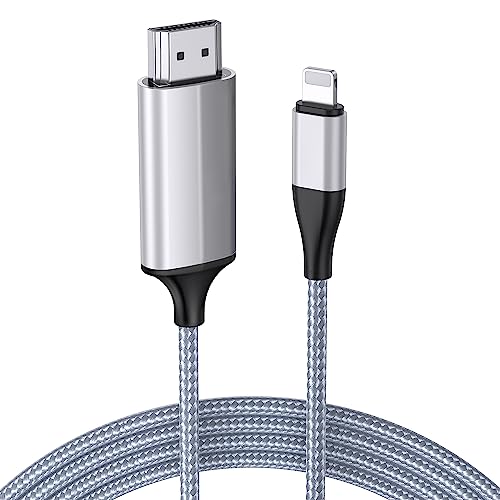 lulaven HDMI-Kabel für iPhone,2,0 m HDMI-Konverterkabel,HDMI-Verbindungskabel,iPhone/Pad/Pod zu TV/Monitor/Projektor,Kompatibel mit iPhone14, 13, 12, 11, YouTube-TV-Ausgang,HD1080P,Plug and Play von lulaven