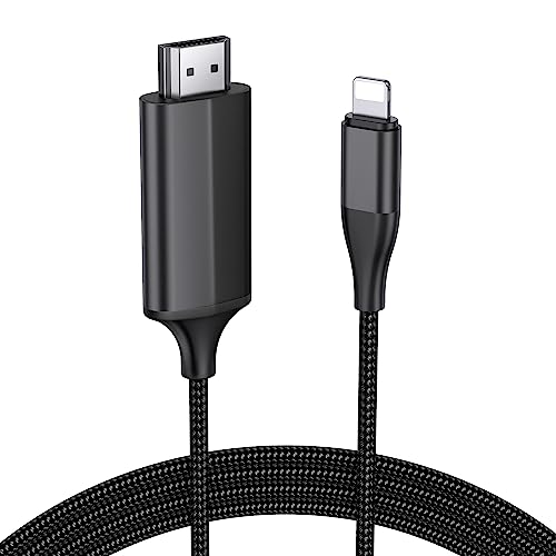 lulavenHDMI-Kabel für iPhone/Pad/Pod zu TV/Monitor/Projektor,4 m HDMI-Konverterkabel,Adapterkabel, Verbindungskabel kompatibel mit iPhone 14, 13, 12, 11,1080P HD, Plug and Play(Black) von lulaven