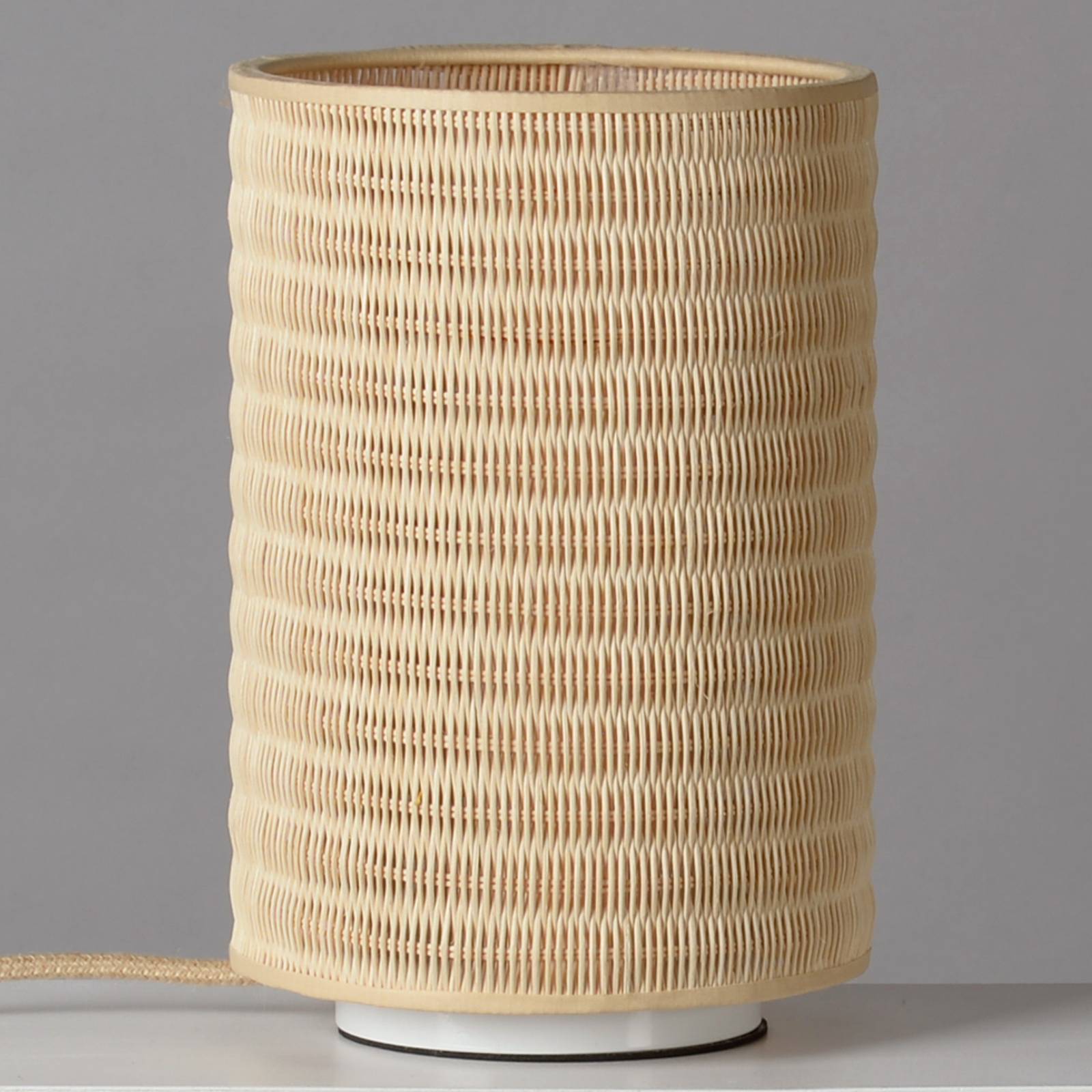 Tischleuchte Vlechtwerk in Zylinderform aus Rattan von lumbono