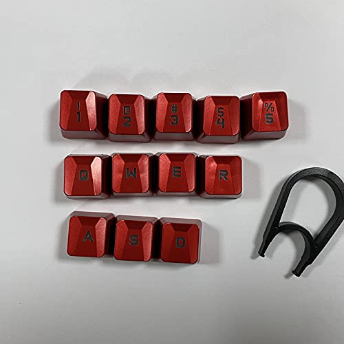 Geeignet für Logitech Tastatur Translucent Alternate Keycaps für G910 G810 G Pro G413 G613 alternate lichtdurchlässige Spiel-Tastenkappen (12 Tasten, rot) von luo