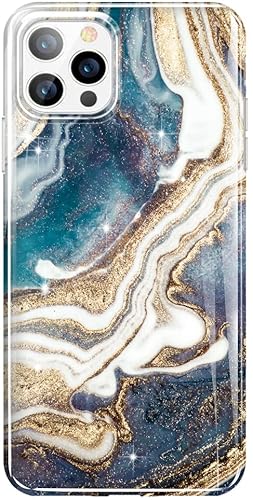 luolnh iPhone 11 Pro Hülle: Abstrakt Dunkelgelb Marmor Gold Glitzer Stoßfest Silikon TPU Bumper für Mädchen Frauen von luolnh