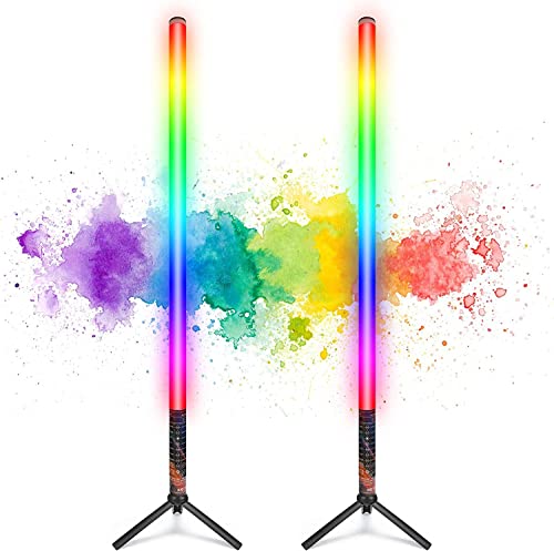 LUXCEO 2 Stück tragbares LED-Video-Lichtstab Mood1, dimmbar und Speicher, integrierter 2000 mAh Akku, 85cm RGB-Fotolampe für YouTube, TikTok, Spiel-Streaming, Partybar,Foto-Beleuchtung von luxceo