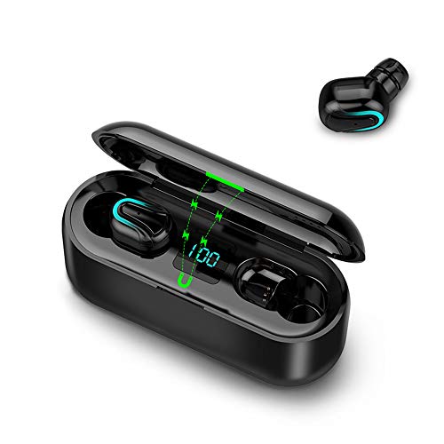 lvifloae Tragbare 5.0-Stereo-Kopfhörer, kabellos, Mini-BT-Kopfhörer mit Doppelmikrofon für Smartphone, BT-Kopfhörer, tragbare Kopfhörer, Doppelmikrofon (Black) von lvifloae