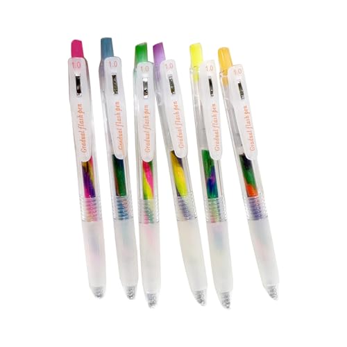 lxuebaix 6-teiliger Glitzer-Gel-Tintenstift, Gel-Farbstift, einziehbarer Gel-Tintenstift für Journaling, Scrapbooking, Tagebuch, Planer, Kalender von lxuebaix