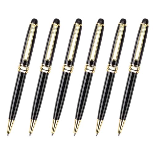 lxuebaix 6x Kugelschreiber, schwarze Tinte, Kugelschreiber, Bürostift, glatter Schreibstift, Metall-Signatur-Stift, Schul- und Bürobedarf von lxuebaix