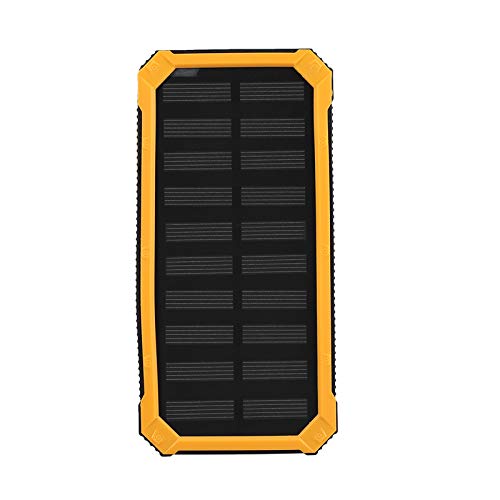 Solarladegerät Power Bank 20000 MAh Wasserdichtes Tragbares Externes Backup-Ladegerät Eingebaute Dual-USB-Taschenlampe für Alle Handys, Tablets und Elektronischen Geräte(Gelb) von lyrlody