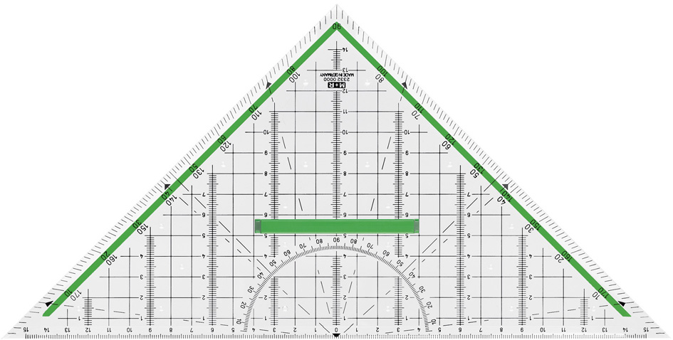 M+R Geometriedreieck, Hypotenuse: 320 mm, glasklar von m+r