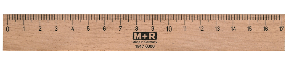 M+R Holzlineal, 200 mm, Buche, mit Metalleinlage von m+r