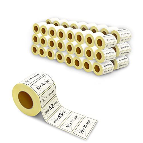 m MU Etiketten Selbstklebend, 70×30MM, 48 Rolle Pack Etikett x 1000 St. Je Rolle = 48000 Label, Kompatibel für Etikettendrucker,DHL-UPS-DPD,Adressetiketten Selbstklebend|7×3CM von m MU